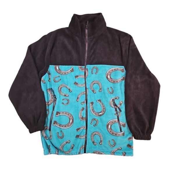 Trail Crest Jackets & Blazers - Trail Crest Womens Western Horseshoe Print Fleece Jacket Size M